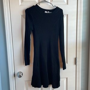 GAP Size Medium Black Ribbed Fit and Flare Long Sleeve Sweater Dress